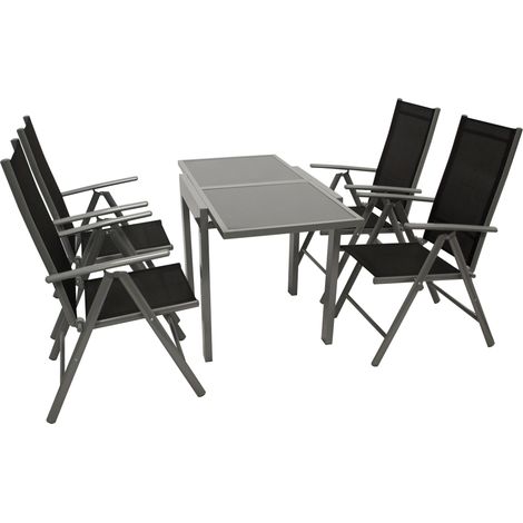 Garnitur AMALFI 5-teilig, Aluminium + Kunstgewebe schwarz (1/5)