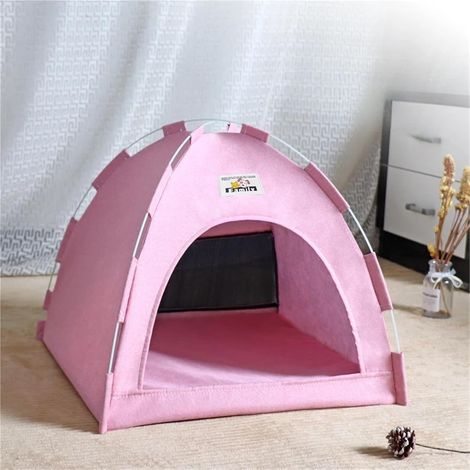 Tente pliable pour animaux avec tapis rafraîchissant, maison respirante pour chats et chiens, rose, L 52×52×42 cm (1/5)
