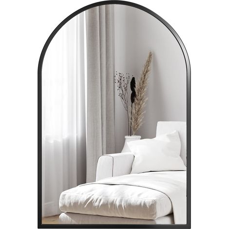 Miroir Arqué avec Cadre en Alliage d'Aluminium,50 75cm Noir - pour Entrée Chambre Salon Salle de Bain (1/5)