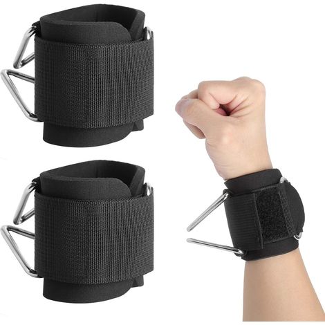 2 sangles de poignet rembourrées en néoprène pour machine à câble crochet et boucle réglables et design sécurisé équipement d'entraînement de fitness pour homme et femme Wrist Straps Sangles (1/5)