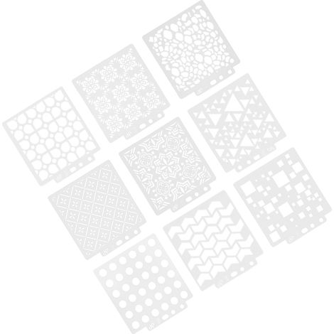 Pochoirs réutilisables scrapbooking - 9 motifs créatifs pour décoration de carnets et projets artistiques. (1/5)