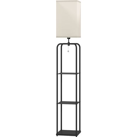 Lampe au sol avec étagères abat-jour tissu interrupteur chaînette 150x30x30 cm