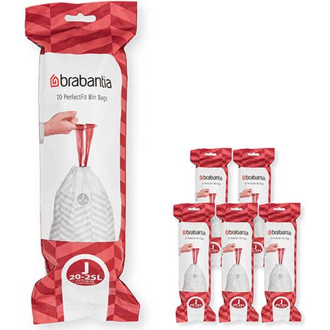Brabantia PerfectFit Bags J 20-25 litre Multipack of 120 bags 6x20