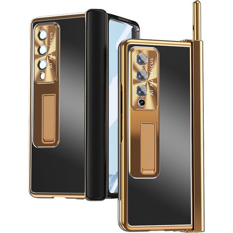 Custodia con vetro per Samsung Galaxy Z Fold 4 5G, lega di alta qualità, oro/nero (1/5)