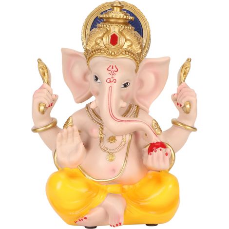 Statue Colorée de Ganesh en Résine - Décor Éléphant Indien pour Jardin ou Intérieur (1/5)