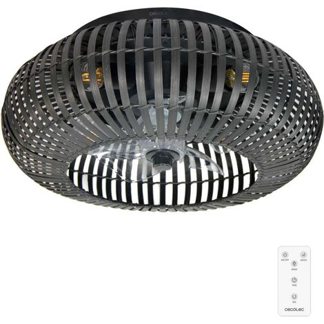 Cecotec Ventilador de Techo con Luz de diseño EnergySilence LampAero 600 Natural DarkWood motor DC 20W, Luz LED