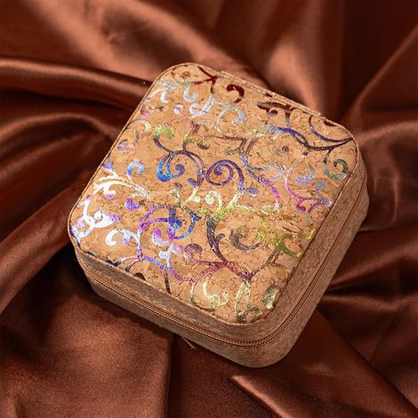 Boîte à bijoux vintage portable mini pour filles et femmes - Étui de voyage pour boucles d'oreilles, colliers, bagues, bracelets, avec organisateur de rangement décoratif (1/4)