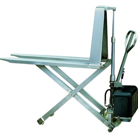 Tranpalette Inox haute levée électrique - Charge 1000kg - Fourches 1165x680mm - Industrie chimique, agroalimentaire, pharmaceutique - HS680E (1/4)