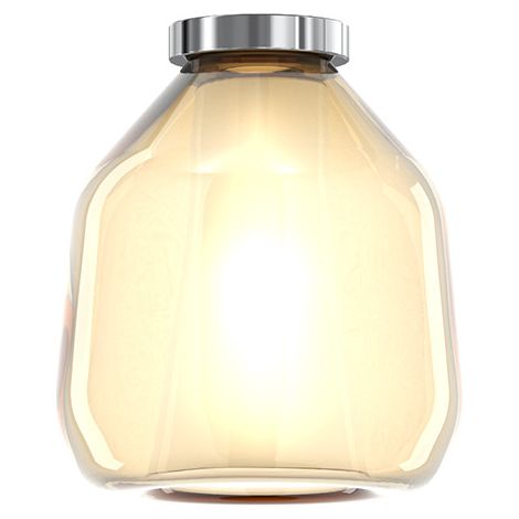 Plafoniera Contemporanea Double Skin Beta Metallo Cromo Vetro Ambra 1 Luce E27