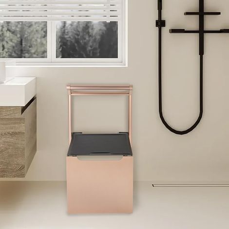 Siège de douche pliable pour montage mural, siège de douche pliable avec mains courantes, peut être utilisé dans les salles de bains, les salles de douche, les couloirs, Capacité de charge Environ 150 (1/5)