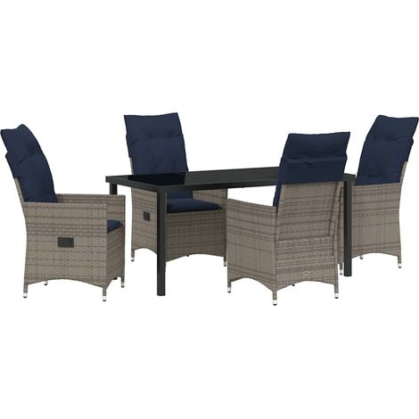 Maison Exclusive - Set di tavolo e sedie con cuscino 5 pcs Grigio Rattan in PE (1/5)