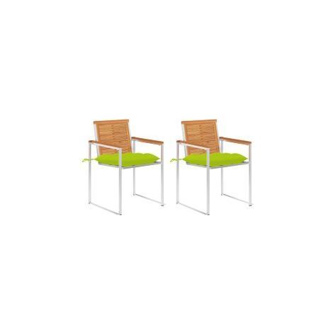 Chaises de jardin avec coussins lot de 2 Acacia solide et acier (1/5)
