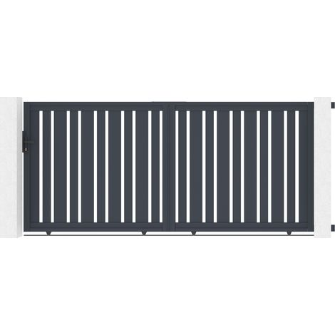 Portail aluminium coulissant 3,5m VEYMONT 350x160cm gris (1/5)