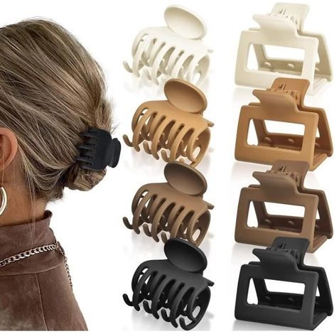 Set mit 8 kleinen, doppelreihigen Haarspangen mit Zähnen, 4,1 cm, matt, rutschfest, für Damen und Mädchen (1/4)