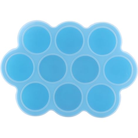Lot de 10 bacs à glaçons en silicone bleu avec couvercle, réutilisables pour aliments pour bébé faits maison. (1/5)