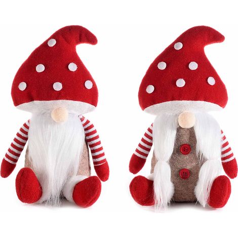 Gnometti del bosco con cappello a fungo da appoggiare, set da 4 pezzi, cm 17 x 12,5 x 29 H
