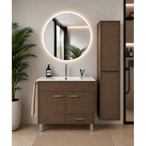 Bathroom cabinet with basin ORIGENBATH SAMOS without mirror 60x35 cm tea ash with column