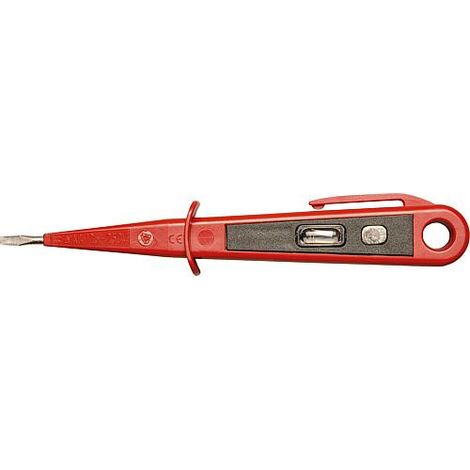 Tournevis detecteur de phase rouge 125-250V, VDE/GS, lame 3mm longueur totale 150 mm