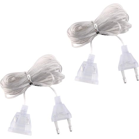 Lot de 2 rallonges électriques transparentes 5 m, prise européenne, câble cuivre haute qualité, pour lanternes LED extérieures (1/5)