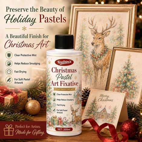 Spray fixateur KineShineX Christmas Pastel : Spray fixateur protecteur transparent qui réduit les bavures et la décoloration des poudres. (1/4)