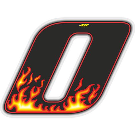 Numeri Adesivi Flames - Numeri: 0 - Dimensione: 65 X 85 MM