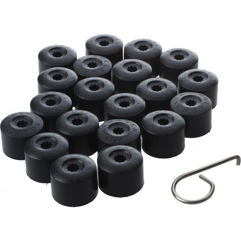 20pcs pour VW Golf Cache Boulon Jantes Voiture Ecrou de Roue Bouchon Noir (1/3)