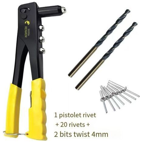 Professional Hand Rivet Tool for Metal Leather with Rivet Nut Kit for Home Repair (1/4)