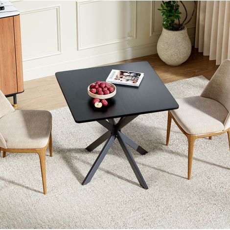 Table basse carrée 80 x 80 x 75 cm noire avec structure en X, pieds réglables HAVRYA (1/5)