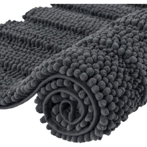40×60cm, Gris Tapis de Bain Extra Absorbant Tapis pour Sortie de Douche en Microfibre Chenille Lavable en Machine