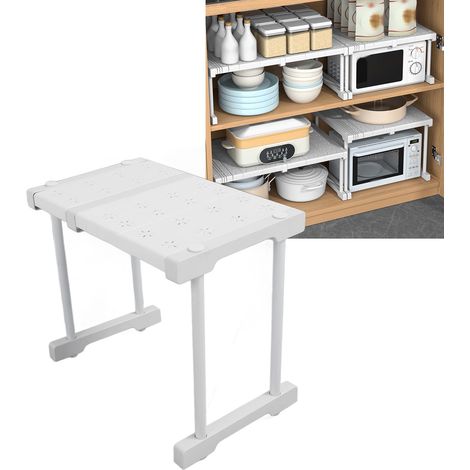 Étagère extensible pour armoires, étagères à plusieurs niveaux, étagères sous évier, séparateurs de placard, longueur intérieure d'un meuble sous évier à légumes 27-38 cm (1/5)