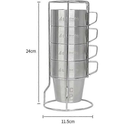 Ensemble de 4 tasses à eau double paroi en acier inoxydable 304 ( )