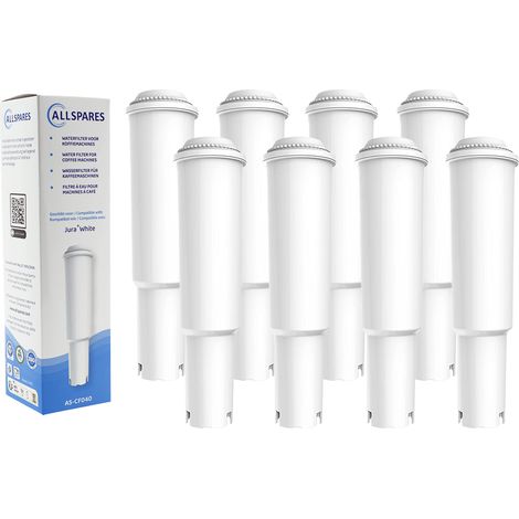 Filtro de agua AllSpares (8 unidades) apto para cafeteras JURA IMPRESSA Filtro de repuesto para JURA Blanco 60209 (1/5)