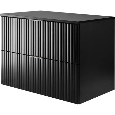 Mobile lavabo, Nero, 80 x 57 x 46 cm, maniglia argento + Piano (1/5)