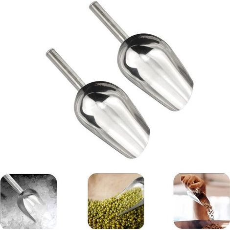 Pelles de service lot de 2 - pelles en métal 25 x 9,3 cm pour glace et croquettes, argent (1/5)