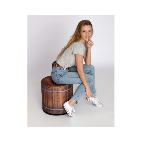 Dekorativer Pouf, Bertoni, Barrel-Print – runder Pouf für Wohnzimmer und Flur, Zylinderform 40 cm, elegant, mit Reißverschluss, waschbar (1/2)