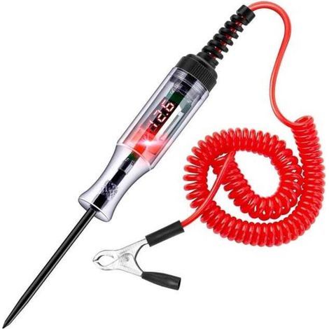 Testeur de circuit pour voiture de 3 à 48 V avec voltimètre, lampe d'essai avec rétroéclairage LED haute résistance, testeur de tension CC (1/5)