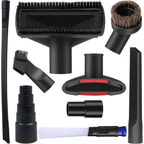 Lot de 9 buses d'aspirateur - Embout d'aspirateur - Adaptateur en plastique - 32-35 mm - Buse d'aspirateur flexible - Buse à coussins - Suceur plat universel - Kit de nettoyage sous vide (1/5)