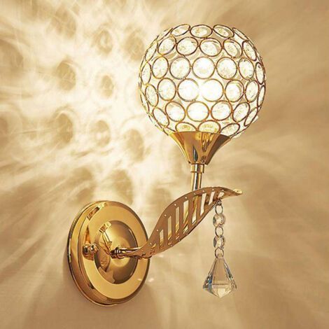 Kristall-Wandleuchter, runde Schlafzimmerlampe, moderne Nachttischlampen, Esszimmer-Flur-Beleuchtungskörper mit E27-Fassung (Glühbirne nicht im Lieferumfang enthalten) (1/5)