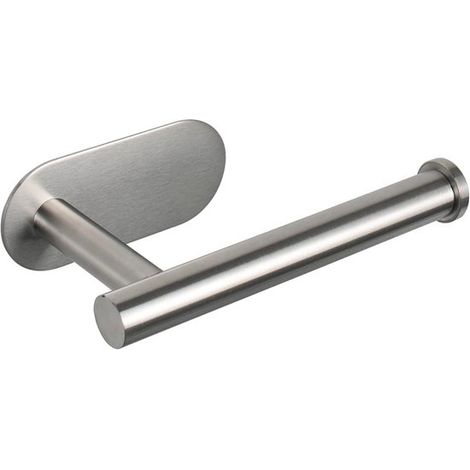 Portarrollos de papel higiénico - Acero inoxidable autoadhesivo - No requiere perforación - Plateado (1/5)