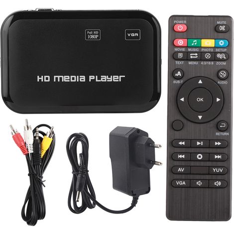 Lecteur Vidéo Mini HDMI 1080P avec VGA et AV, Boîtier Multimédia pour TV, Alimentation 100‑240V UE (1/5)