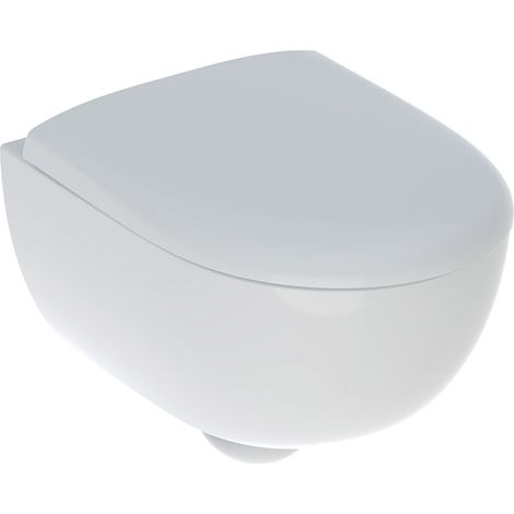 WC suspendu Rimfree compact 49cm – Cuvette sans bride – Abattant en duroplast – Fixation murale Geberit type EFF2