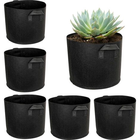 6 Pièces Sac de Plantation 3 Gallons 12L Sac de Culture NonTissé Sac Plantation Pomme de Terre avec Poignées pour Pomme de Terre Tomates Légumes Carotte et Legumes (Noirs) (1/5)