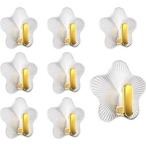 Lntyq 8 Pièces Crochets Adhesifs Transparent Auto Adhesif 5 kg(max), Crochet étoiles Auto Adhesif Muraux , Pour Accroche Salle de Bain,Cuisine,Plafond,Accrocher,Mural,Porte,Porte Serviette (1/5)
