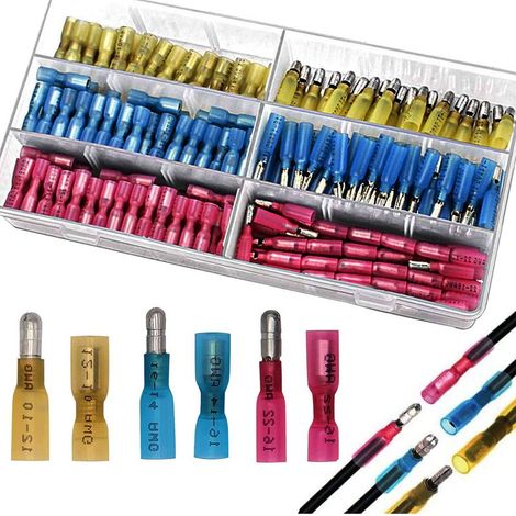 200pcs thermorétractable connecteurs bout,joint de soudure connecteur de fil isolés, connecteur electrique thermoretractable connecteurs bout pour Automobiles Motos (1/5)
