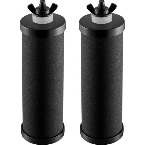 Mophorn Reemplazo de filtro de agua, elementos de purificación de carbón activado, fácil de reemplazar, compatible con la mayoría de los sistemas de filtrado de agua por gravedad, paquete de 2, negro (1/5)