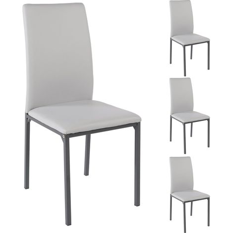 Lot de 4 chaises 50,5x45,5x89 cm en PU gris clair - MIRLEY