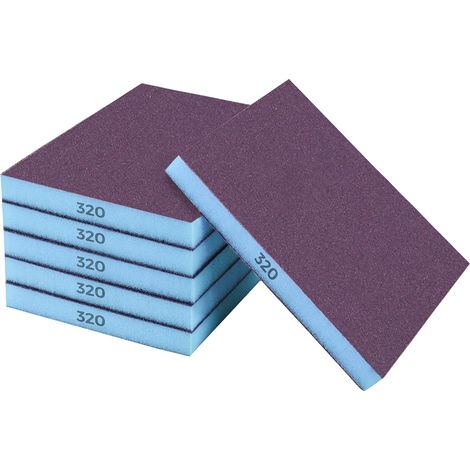 Lot de 6 éponges abrasives lavables et réutilisables grain 320 pour murs et bois