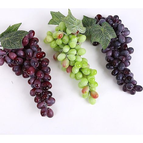 Grappe de raisins artificiels verts en plastique réalistes pour la décoration de la maison et du jardin (1/4)