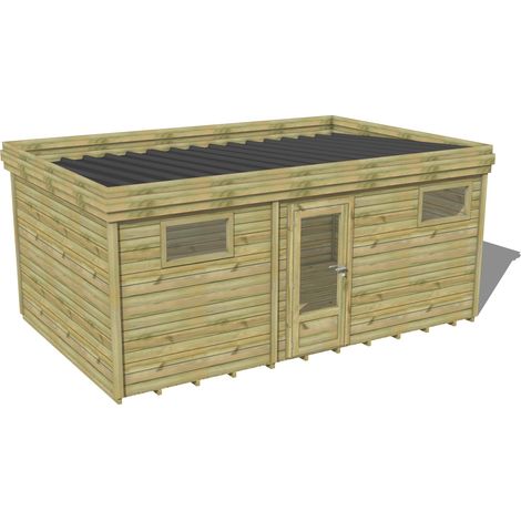 ABRI DE JARDIN bois traité 27mm, 6x3,4m, 21m2, Plancher (1/3)