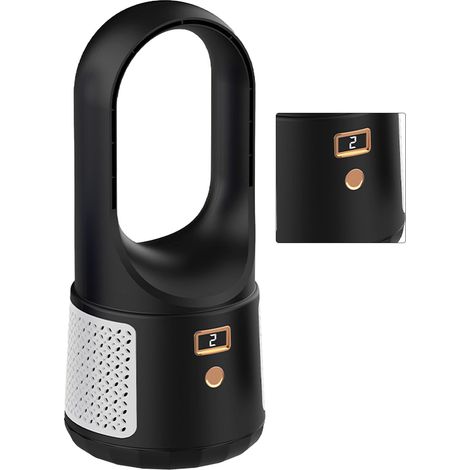 Ventilateur Tour Sans Pales 6 Vitesses USB Rechargeable Affichage LED Silencieux Bureau Maison Bureau Dormitory Noir (1/5)